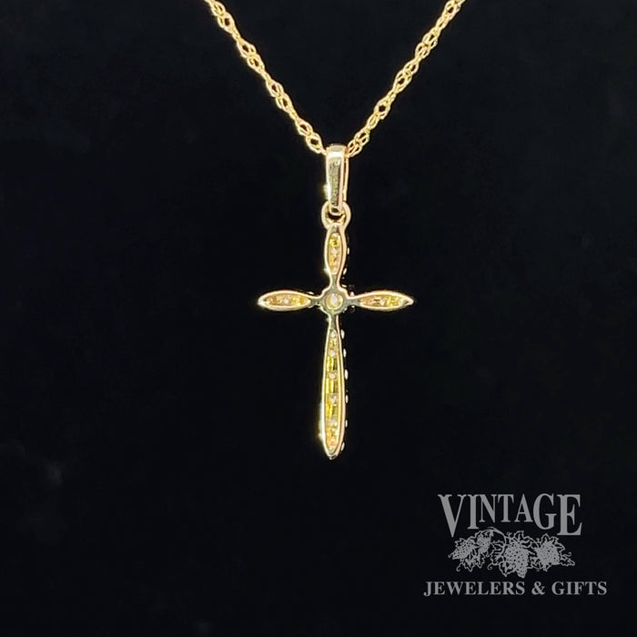 14 karat gold and diamond cross necklace back