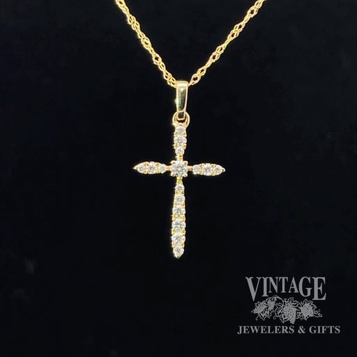 14 karat gold and diamond cross necklace