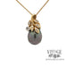 18k Grey Pearl and Diamond leaf pendant front
