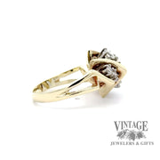 14ky gold .88ctw diamond freeform diagonal design cluster ring.88ctw diamond freeform cluster ring, side view