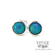 Ethiopian opal 14KW gold 6 mm round stud earrings.