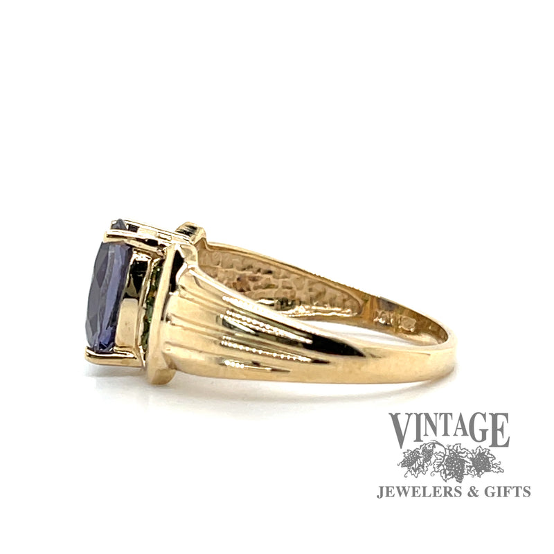 Tanzanite and Tsavorite Ring in 10k SIDE