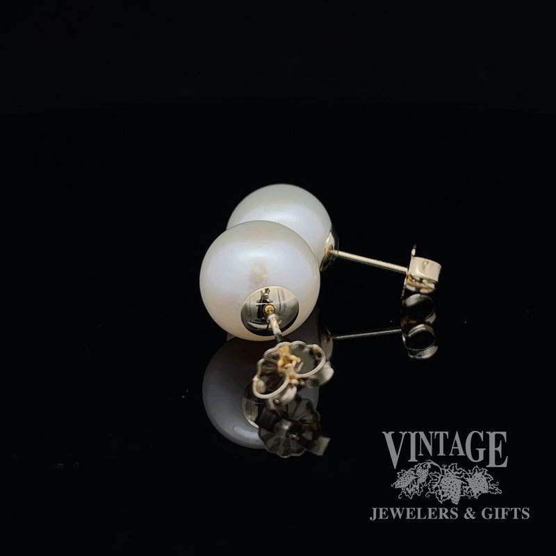 11 mm south sea cultured pearl 14ky gold stud earrings