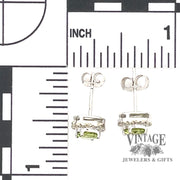 14k White Gold Peridot Halo Stud Earrings scale