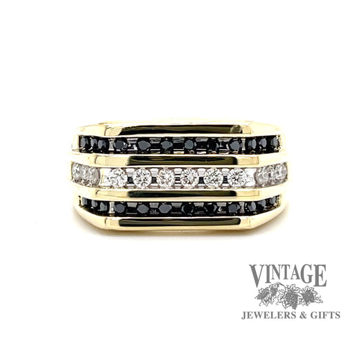 Black and white diamond 10ky gold ring