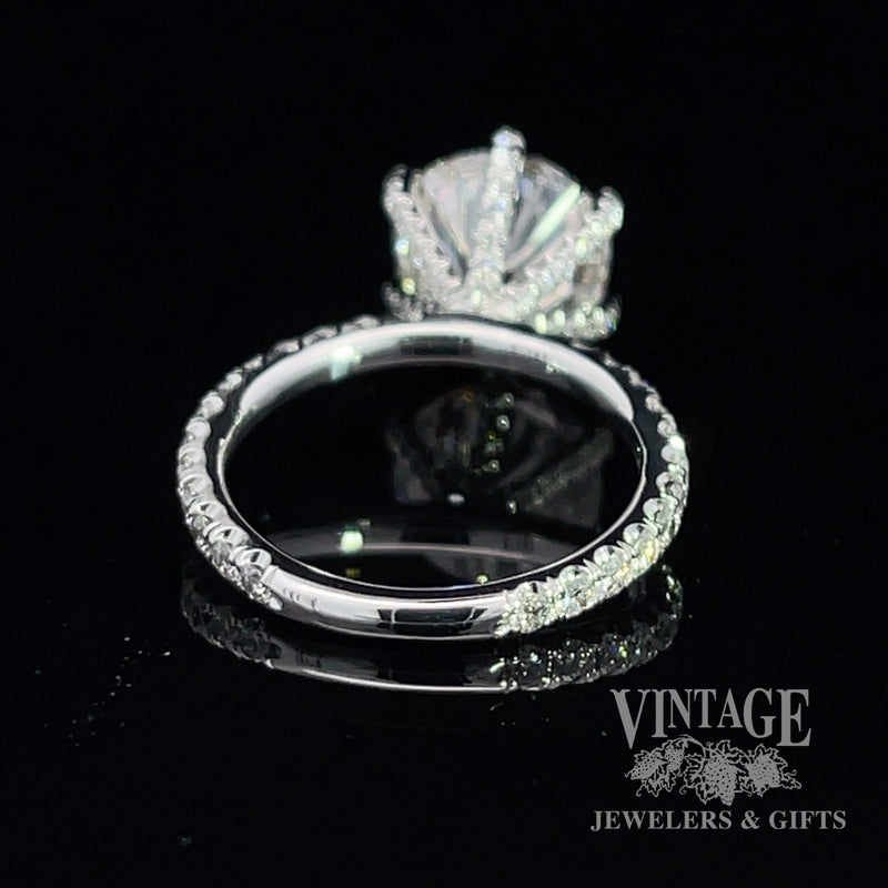 3 CTW lab diamond 14KW gold pave ring bottom