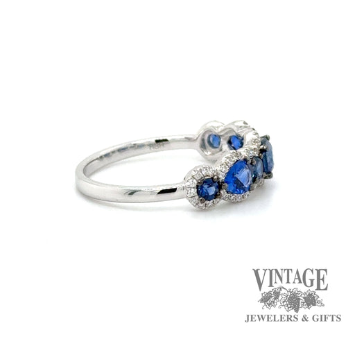 Blue sapphire and diamond 14kw gold ring side