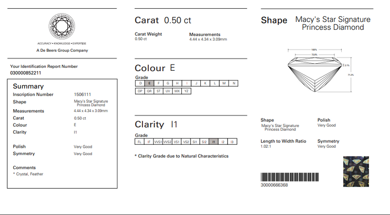 Princess cut 14k white gold natural diamond solitaire ring