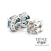 2.91 CTW natural blue zircon and diamond 18kw stud earrings back