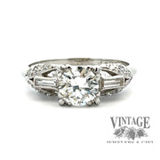 .70 CTW Platinum vintage illusion head diamond ring