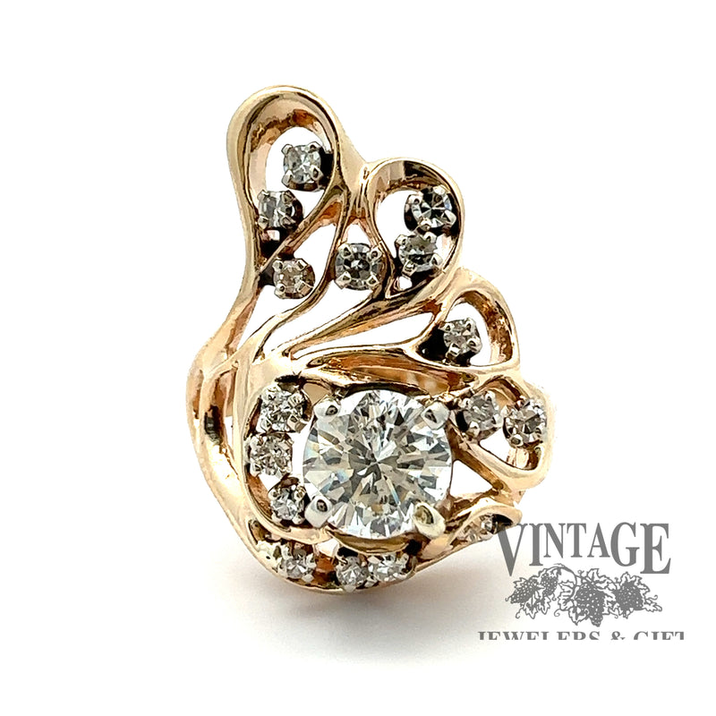 1.30 CTW Freeform natural diamond 14ky ring