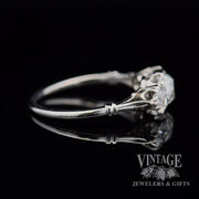 1.20 CTW antique old mine cut three stone natural diamond palladium ring side