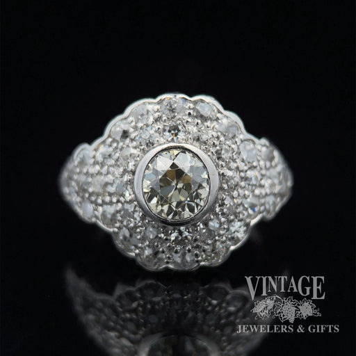 Antique pave 2.09ctw diamond platinum ring