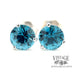1.54 CTW Blue zircon 5mm round 14KW gold martini stud earrings