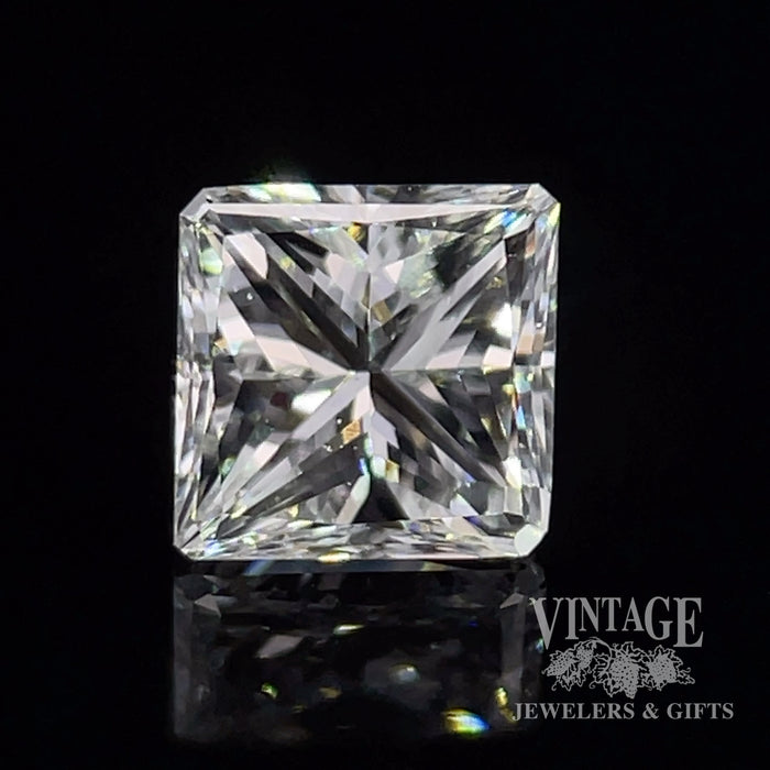 1.0 carat, D color, VS2 clarity, square brilliant, natural diamond.