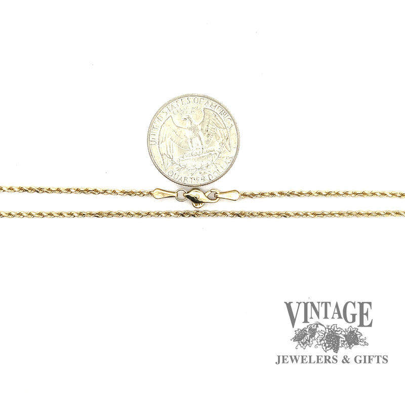 30” 14ky solid gold 1.75mm diamond cut rope chain necklace scale