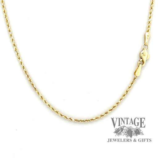 30” 14ky solid gold 1.75mm diamond cut rope chain necklace