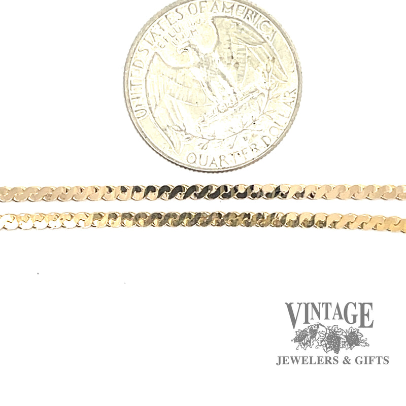 18” 14ky yellow gold 2mm serpentine chain necklace scale