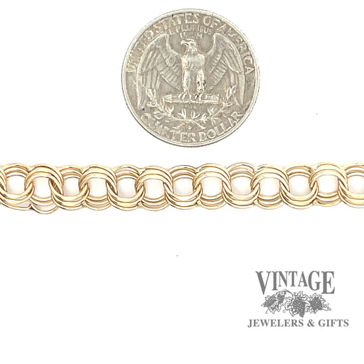 7” 14ky gold 8mm width charm bracelet scale