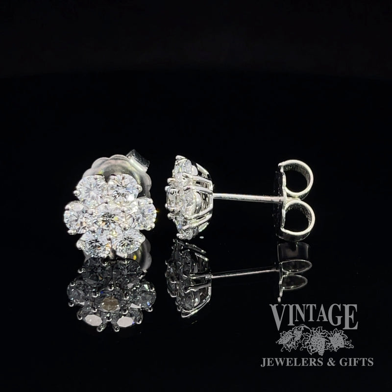 3 ctw. Lab diamond 14kw gold cluster earrings.