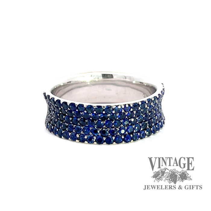 White gold blue sapphire pave band