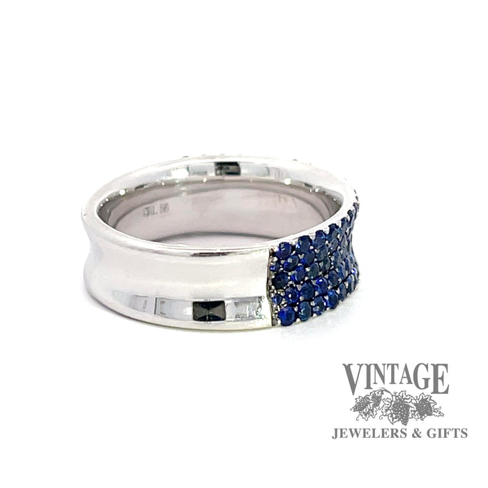 White gold blue sapphire pave band