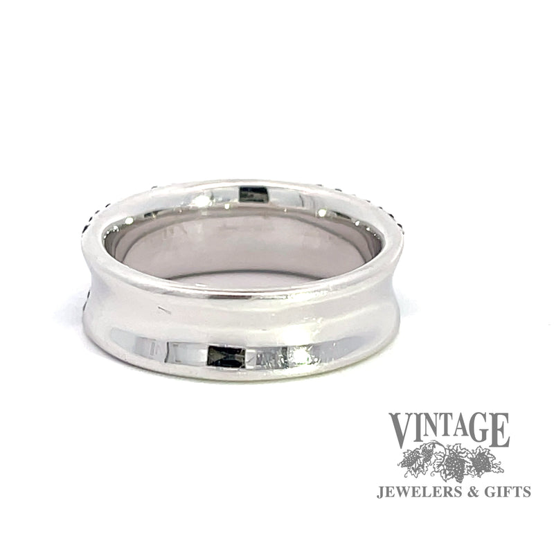 White gold blue sapphire pave band