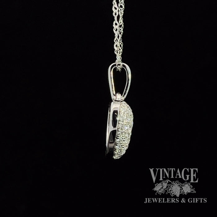 14K White Gold Pave Diamond Heart Necklace 001-165-00314