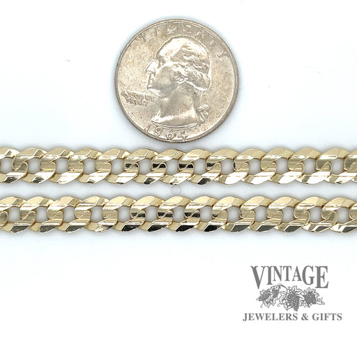 24" 14ky gold solid 7mm curb chain necklace scale
