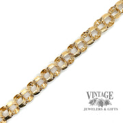 7.5” vintage 14ky gold 10mm charm bracelet