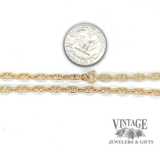 24” 18k solid gold anchor chain necklace scale