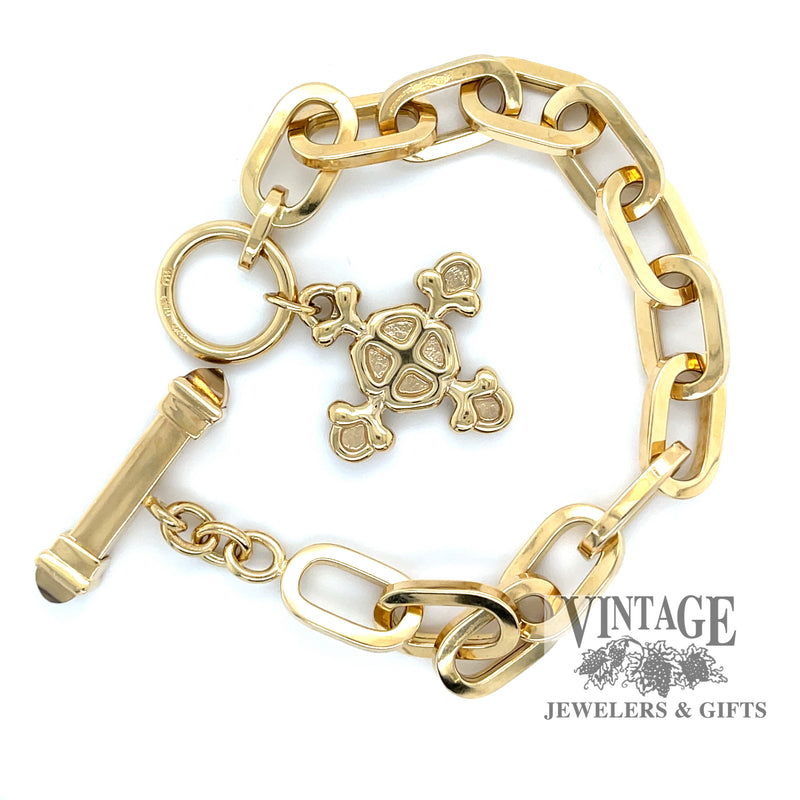 Large paperclip 18ky hollow gold toggle bracelet