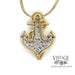 Anchor diamond pave 14k gold pendant back