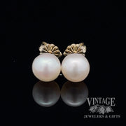 7 mm akoya pear 14ky gold stud earrings