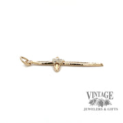 Heart solitaire diamond 14k gold cross pendant side