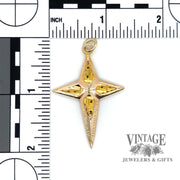 Black hills gold 10k leaf motif cross pendant back scale