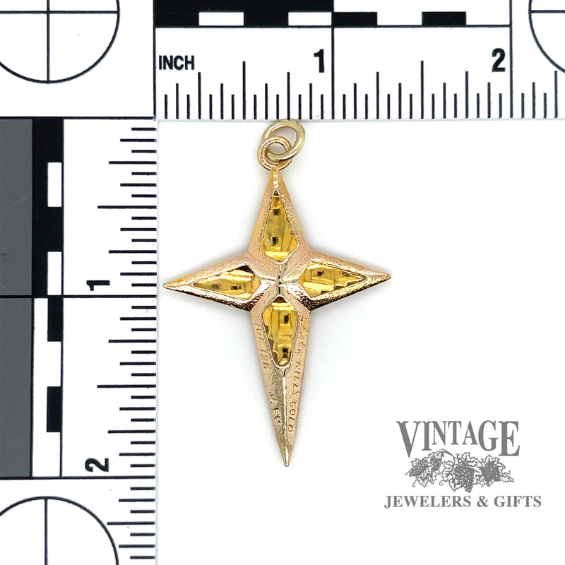 Black hills gold 10k leaf motif cross pendant back scale