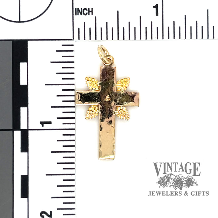 Black hills gold 10k gold grape motif cross pendant back scale