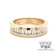 channel set 14 karat yellow gold and diamond ring