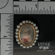 Antique Victorian Hand Painted 12k Ring SCALE