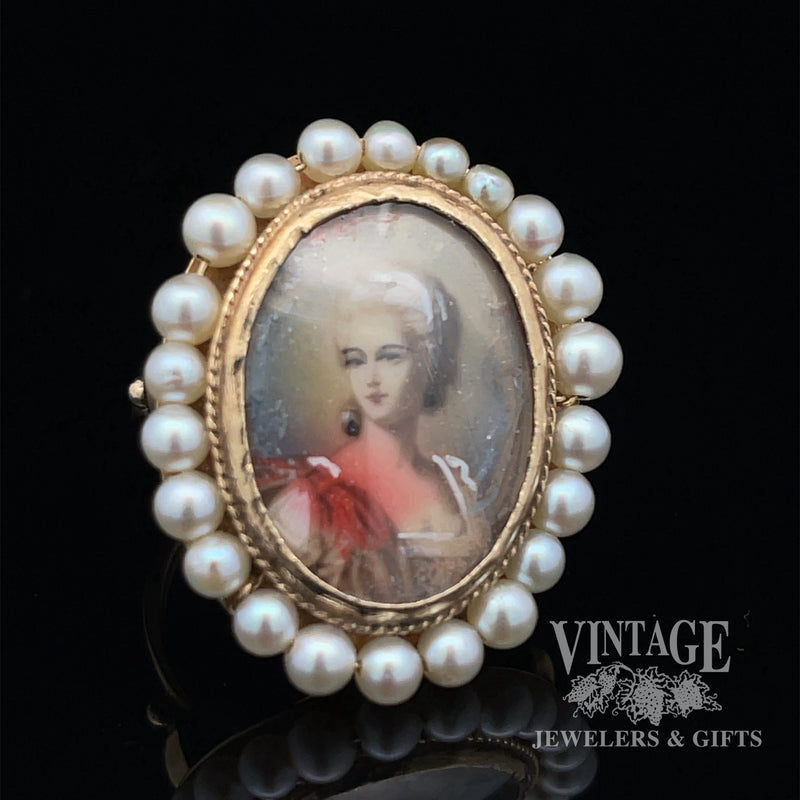 Antique Victorian Hand Painted 12k Ring FRONT