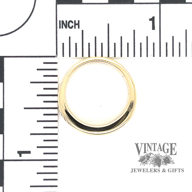 channel set 14 karat yellow gold and diamond ring scale