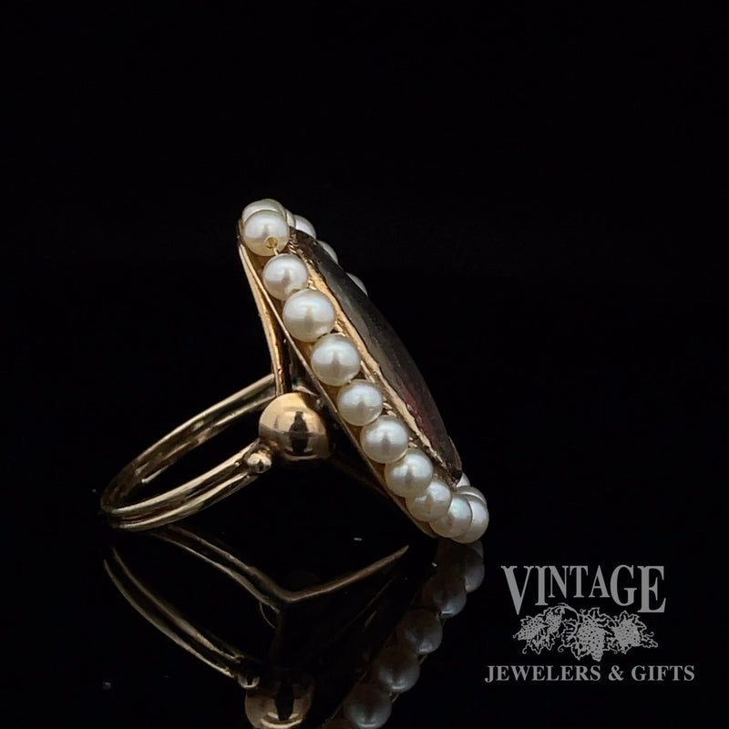 Antique Victorian Hand Painted 12k Ring SIDE