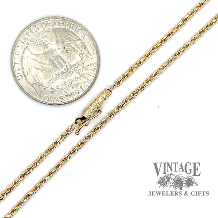 20” 14k gold 1.8 mm rope chain necklace scale