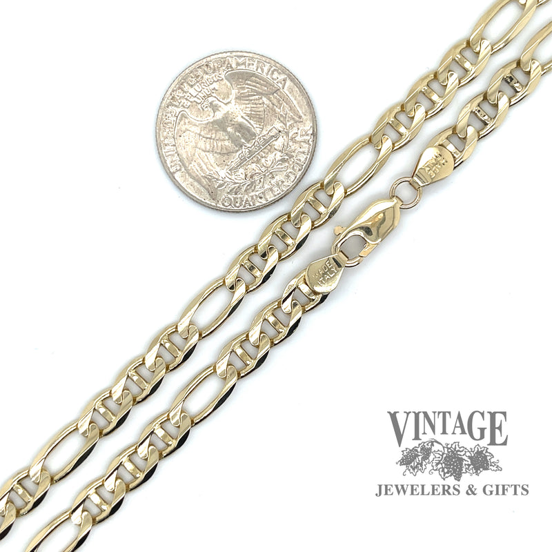 24” figaro anchor link 14ky gold chain necklace