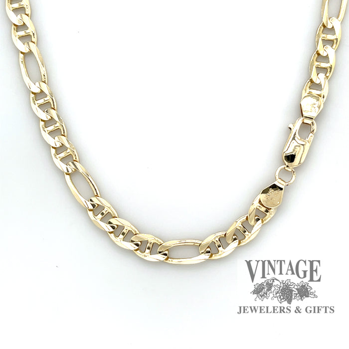 24” figaro anchor link 14ky gold chain necklace