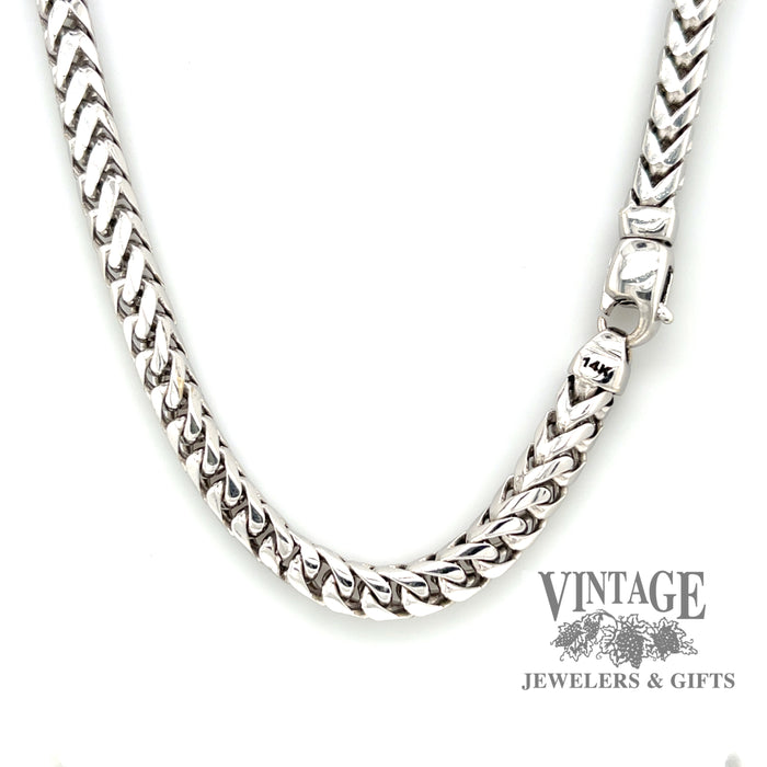 34” 14k solid white gold 5.5 mm Franco chain necklace