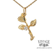 Diamond accented Rose Charm in 14k FRONT