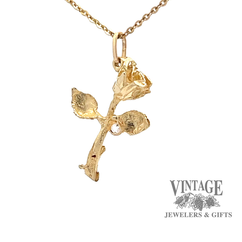 Diamond accented Rose Charm in 14k BACK