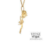 Diamond accented Rose Charm in 14k SIDE